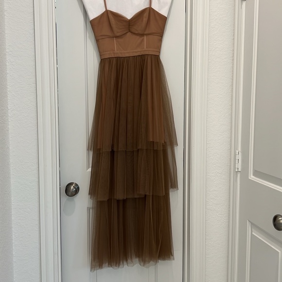 Fame and Partners tulle corset dress in tan - Picture 1 of 6